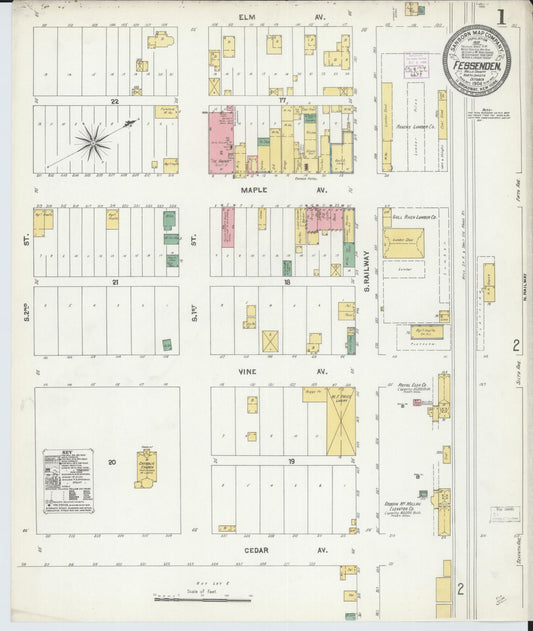 Sanborn Fire Insurance Map from Fessenden, Wells County, North Dakota (1904), Sheet #0001 - Complete Map Set gallery image, historic Sanborn map, vintage wall art, North Dakota North Dakota