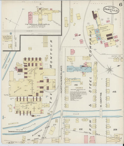 Sanborn Fire Insurance Map from Danville, Montour County, Pennsylvania (1885), Sheet #0006 - Historic Sanborn Fire Insurance Map Print, vintage old map wall art, antique decor, genealogy gift, Pennsylvania Pennsylvania map