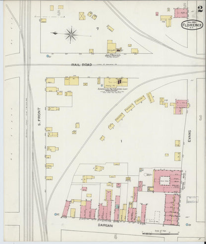 Sanborn Fire Insurance Map from Florence, Florence County, South Carolina (1893), Sheet #0002 - Complete Map Set gallery image, historic Sanborn map, vintage wall art, South Carolina South Carolina