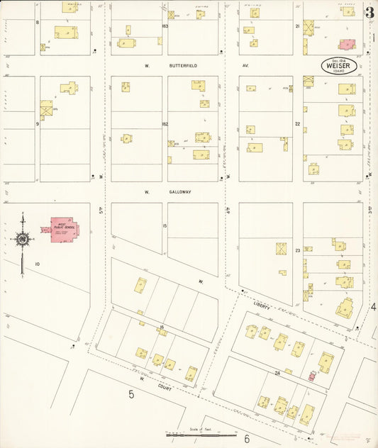 Sanborn Fire Insurance Map from Weiser, Washington County, Idaho (1914), Sheet #0003 - Historic Sanborn Fire Insurance Map Print, vintage old map wall art, antique decor, genealogy gift, Idaho Idaho map