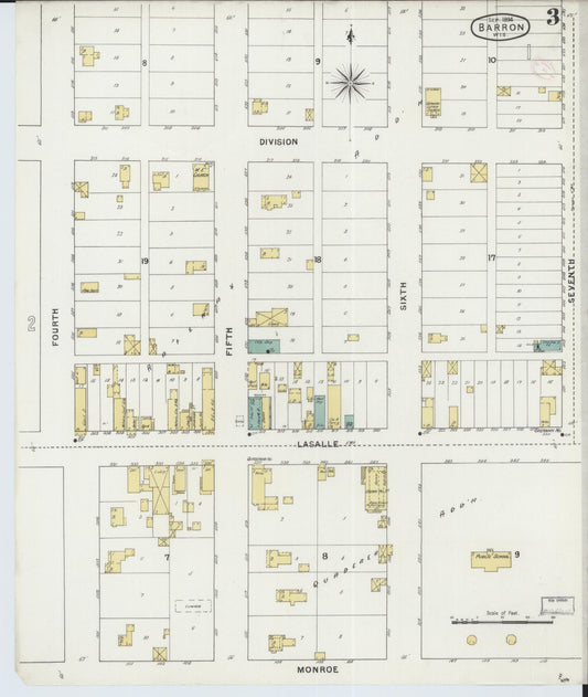 Sanborn Fire Insurance Map from Barron, Barron County, Wisconsin (1894), Sheet #0003 - Historic Sanborn Fire Insurance Map Print, vintage old map wall art, antique decor, genealogy gift, Wisconsin Wisconsin map