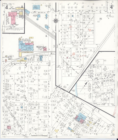 Sanborn Fire Insurance Map from Crystal Lake, McHenry County, Illinois (1955), Sheet #0004 - Complete Map Set gallery image, historic Sanborn map, vintage wall art, Illinois Illinois