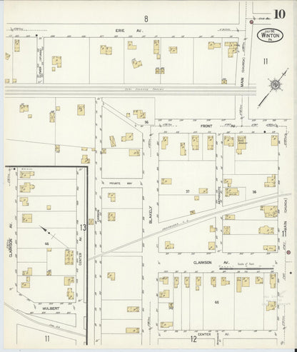 Sanborn Fire Insurance Map from Winton, Lackawanna County, Pennsylvania (1912), Sheet #0010 - Historic Sanborn Fire Insurance Map Print, vintage old map wall art, antique decor, genealogy gift, Pennsylvania Pennsylvania map
