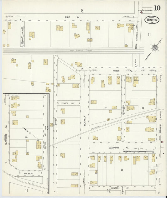 Sanborn Fire Insurance Map from Winton, Lackawanna County, Pennsylvania (1912), Sheet #0010 - Historic Sanborn Fire Insurance Map Print, vintage old map wall art, antique decor, genealogy gift, Pennsylvania Pennsylvania map