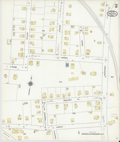 Sanborn Fire Insurance Map from Bristol, Hartford County, Connecticut (1911), Sheet #0002 - Complete Map Set gallery image, historic Sanborn map, vintage wall art, Connecticut Connecticut