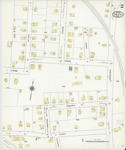 Sanborn Fire Insurance Map from Bristol, Hartford County, Connecticut (1911), Sheet #0002 - Complete Map Set gallery image, historic Sanborn map, vintage wall art, Connecticut Connecticut