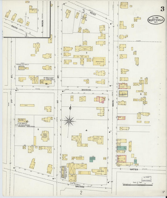 Sanborn Fire Insurance Map from Northville, Fulton County, New York (1906), Sheet #0003 - Historic Sanborn Fire Insurance Map Print, vintage old map wall art, antique decor, genealogy gift, New York New York map