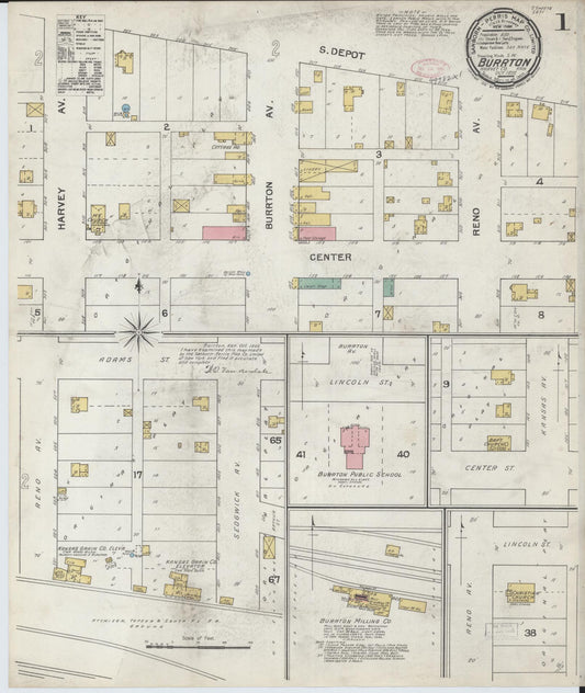 Sanborn Fire Insurance Map from Burrton, Harvey County, Kansas (1892), Sheet #0001 - Historic Sanborn Fire Insurance Map Print, vintage old map wall art, antique decor, genealogy gift, Kansas Kansas map
