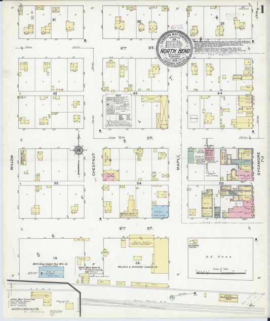 Sanborn Fire Insurance Map from North Bend, Dodge County, Nebraska (1909), Sheet #0001 - Complete Map Set gallery image, historic Sanborn map, vintage wall art, Nebraska Nebraska