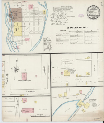 Sanborn Fire Insurance Map from Brookville, Franklin County, Indiana (1887), Sheet #0001 - Complete Map Set gallery image, historic Sanborn map, vintage wall art, Indiana Indiana