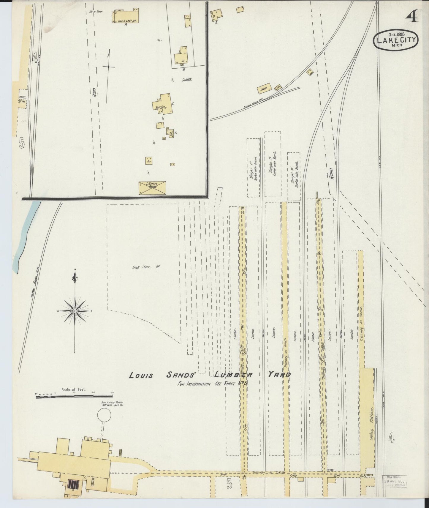 Sanborn Fire Insurance Map from Lake City, Missaukee County, Michigan (1895), Sheet #0004 - Complete Map Set gallery image, historic Sanborn map, vintage wall art, Michigan Michigan