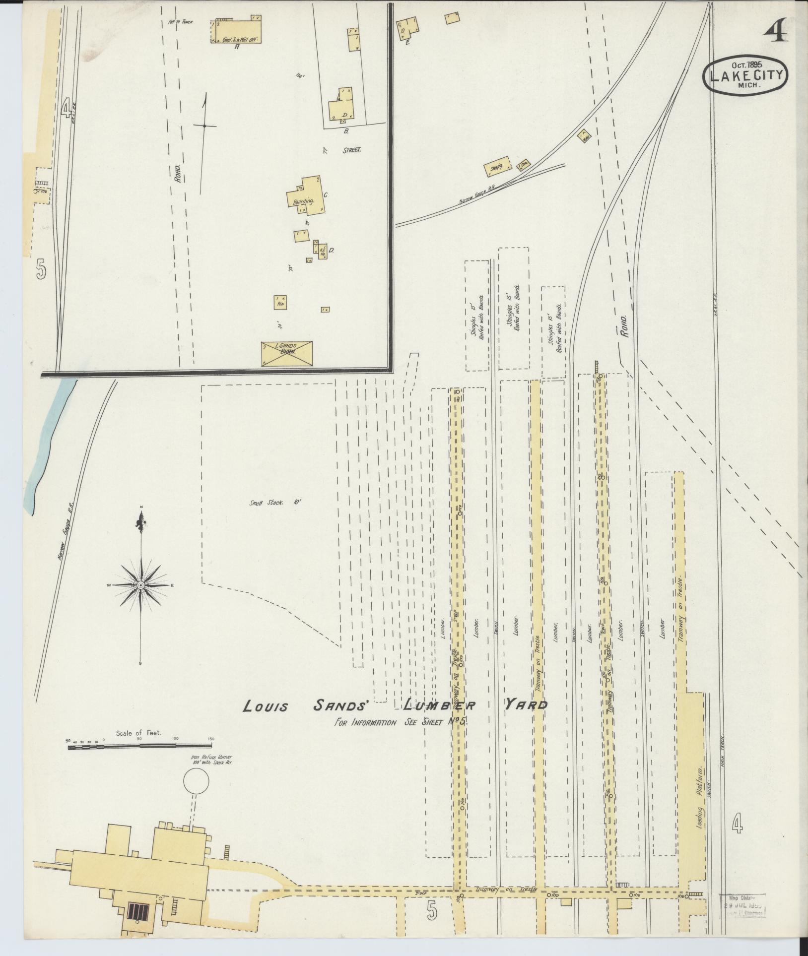 Sanborn Fire Insurance Map from Lake City, Missaukee County, Michigan (1895), Sheet #0004 - Complete Map Set gallery image, historic Sanborn map, vintage wall art, Michigan Michigan
