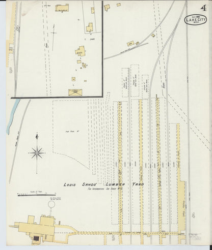 Sanborn Fire Insurance Map from Lake City, Missaukee County, Michigan (1895), Sheet #0004 - Complete Map Set gallery image, historic Sanborn map, vintage wall art, Michigan Michigan