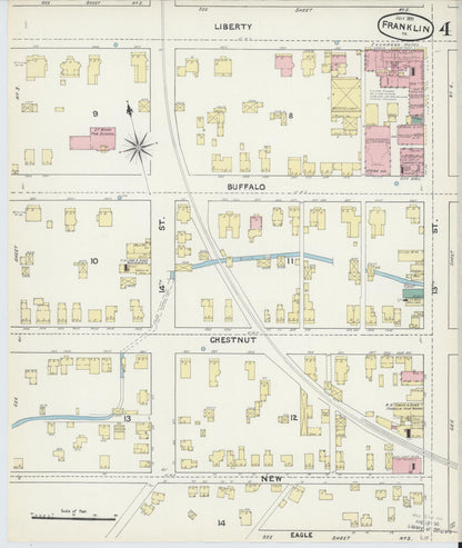 Sanborn Fire Insurance Map from Franklin, Venango County, Pennsylvania (1891), Sheet #0004 - Complete Map Set gallery image, historic Sanborn map, vintage wall art, Pennsylvania Pennsylvania