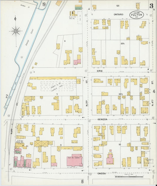 Sanborn Fire Insurance Map from Fulton, Oswego County, New York (1901), Sheet #0003 - Historic Sanborn Fire Insurance Map Print, vintage old map wall art, antique decor, genealogy gift, New York New York map