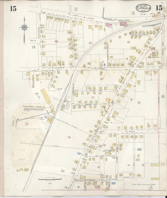 Sanborn Fire Insurance Map from Eufaula, Barbour County, Alabama (1950), Sheet #0015 - Historic Sanborn Fire Insurance Map Print, vintage old map wall art, antique decor, genealogy gift, Alabama Alabama map