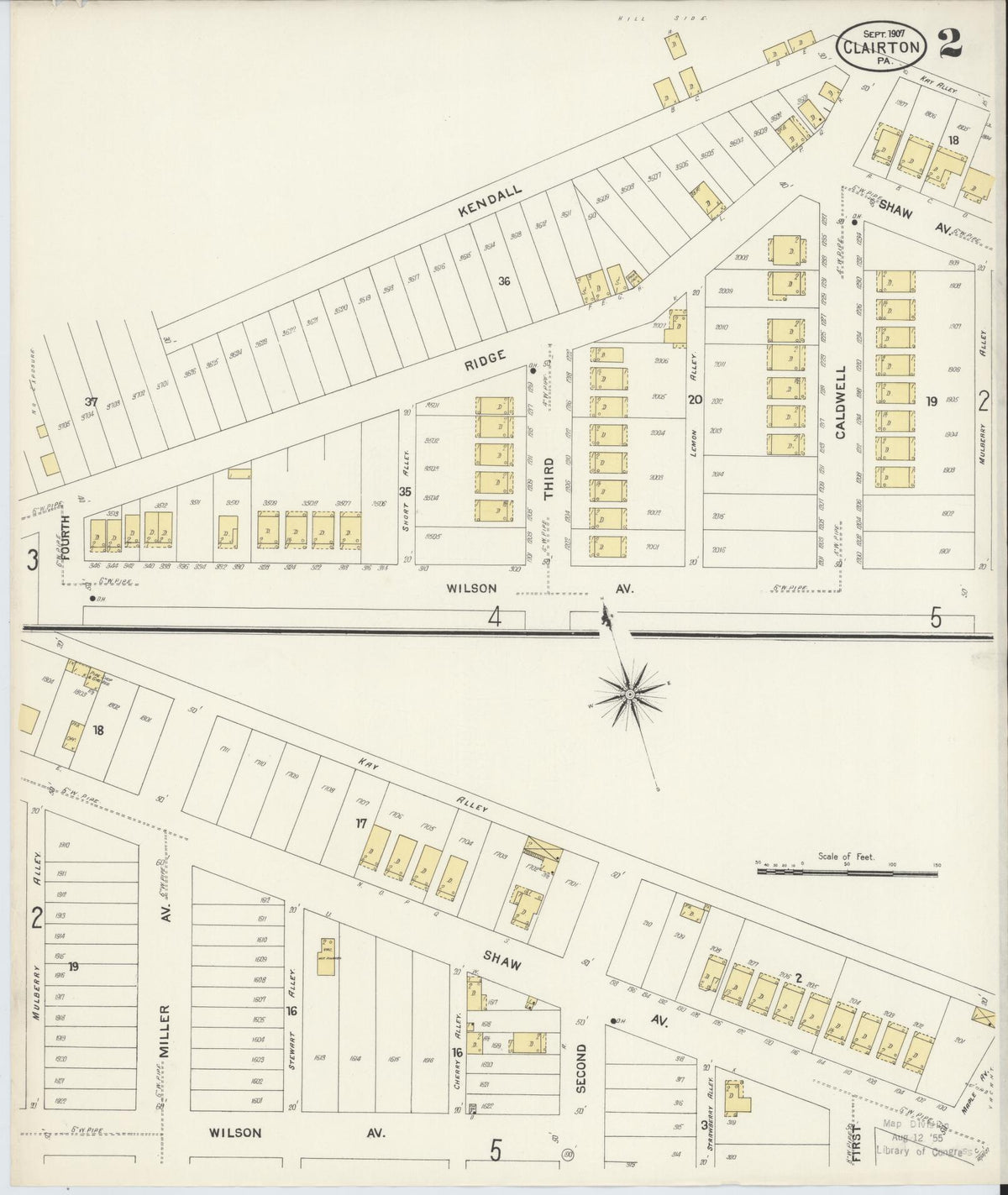 Sanborn Fire Insurance Map from Clairton, Allegheny County, Pennsylvania (1907), Sheet #0002 - Complete Map Set gallery image, historic Sanborn map, vintage wall art, Pennsylvania Pennsylvania