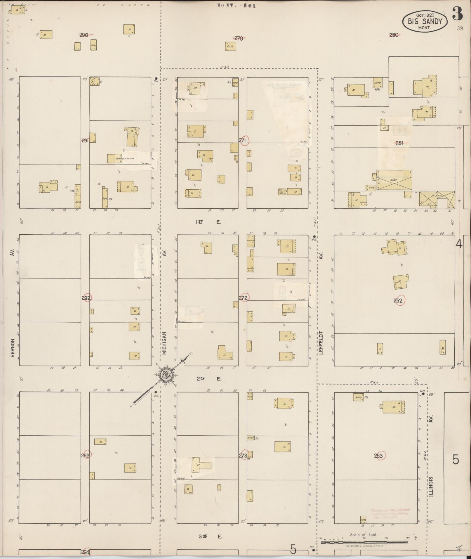 Sanborn Fire Insurance Map from Big Sandy, Chouteau County, Montana (1929), Sheet #0003 - Complete Map Set gallery image, historic Sanborn map, vintage wall art, Montana Montana