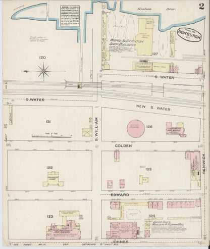 Sanborn Fire Insurance Map from Newburgh, Orange County, New York (1884), Sheet #0002 - Historic Sanborn Fire Insurance Map Print, vintage old map wall art, antique decor, genealogy gift, New York New York map