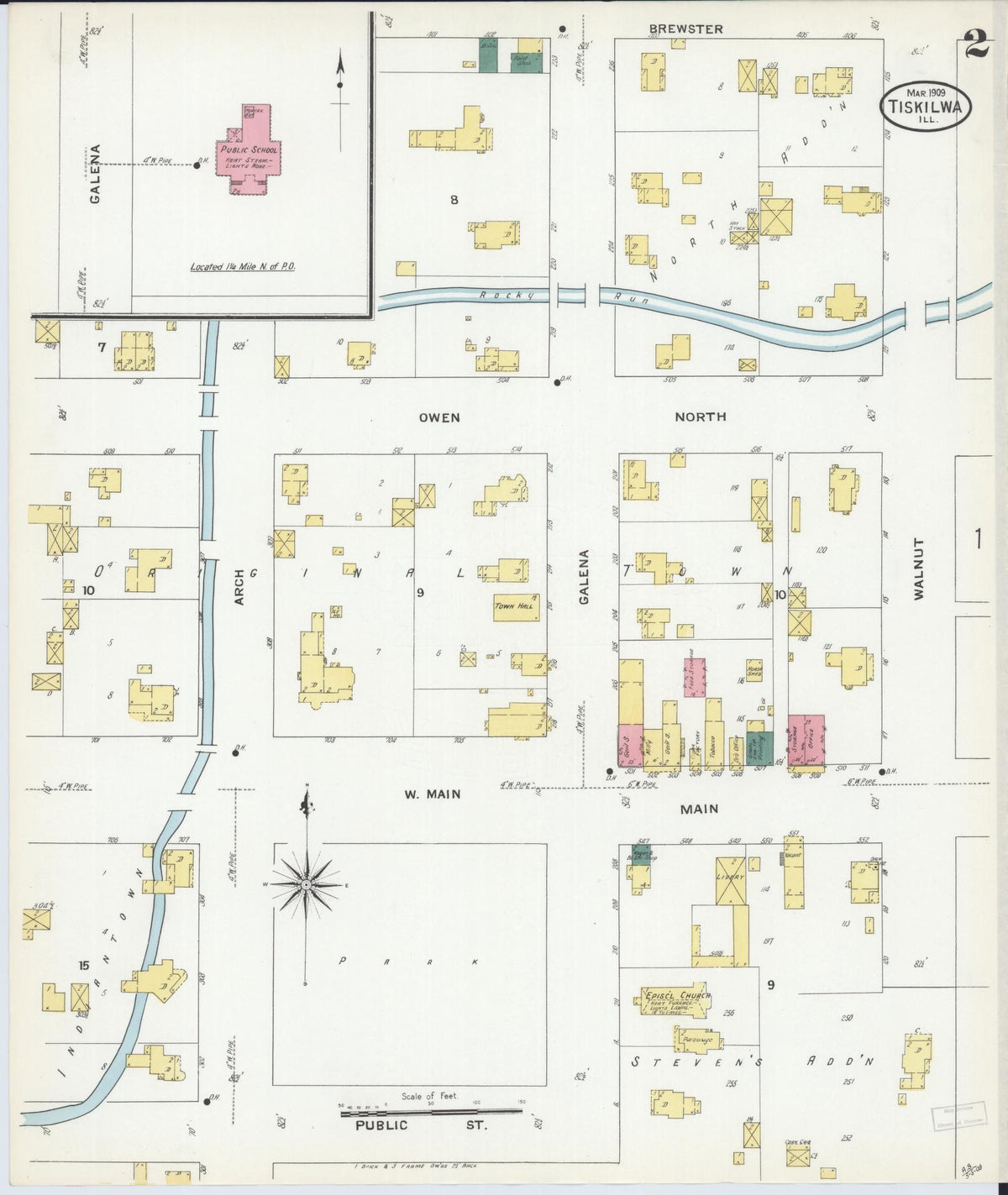 Sanborn Fire Insurance Map from Tiskilwa, Bureau County, Illinois (1909), Sheet #0002 - Historic Sanborn Fire Insurance Map Print, vintage old map wall art, antique decor, genealogy gift, Illinois Illinois map