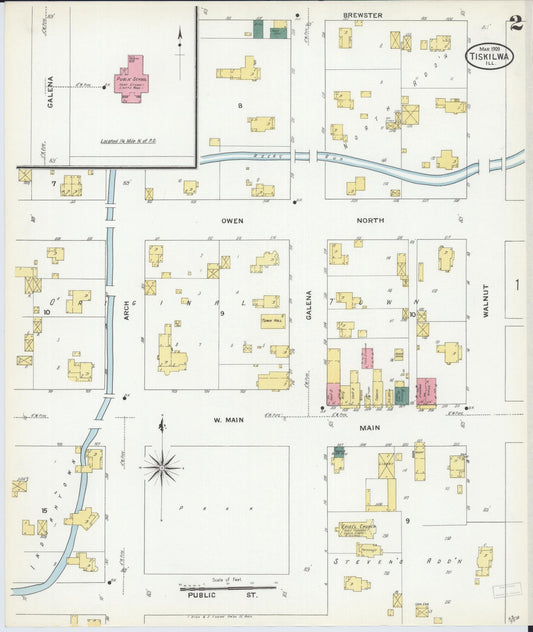 Sanborn Fire Insurance Map from Tiskilwa, Bureau County, Illinois (1909), Sheet #0002 - Historic Sanborn Fire Insurance Map Print, vintage old map wall art, antique decor, genealogy gift, Illinois Illinois map