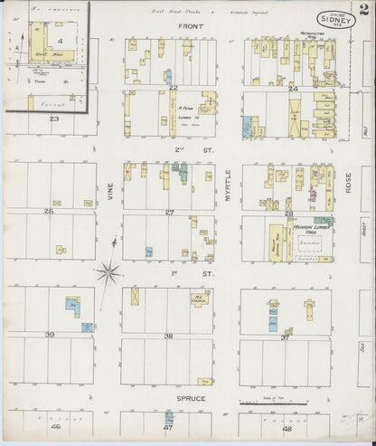 Sanborn Fire Insurance Map from Sidney, Cheyenne County, Nebraska (1887), Sheet #0002 - Complete Map Set gallery image, historic Sanborn map, vintage wall art, Nebraska Nebraska
