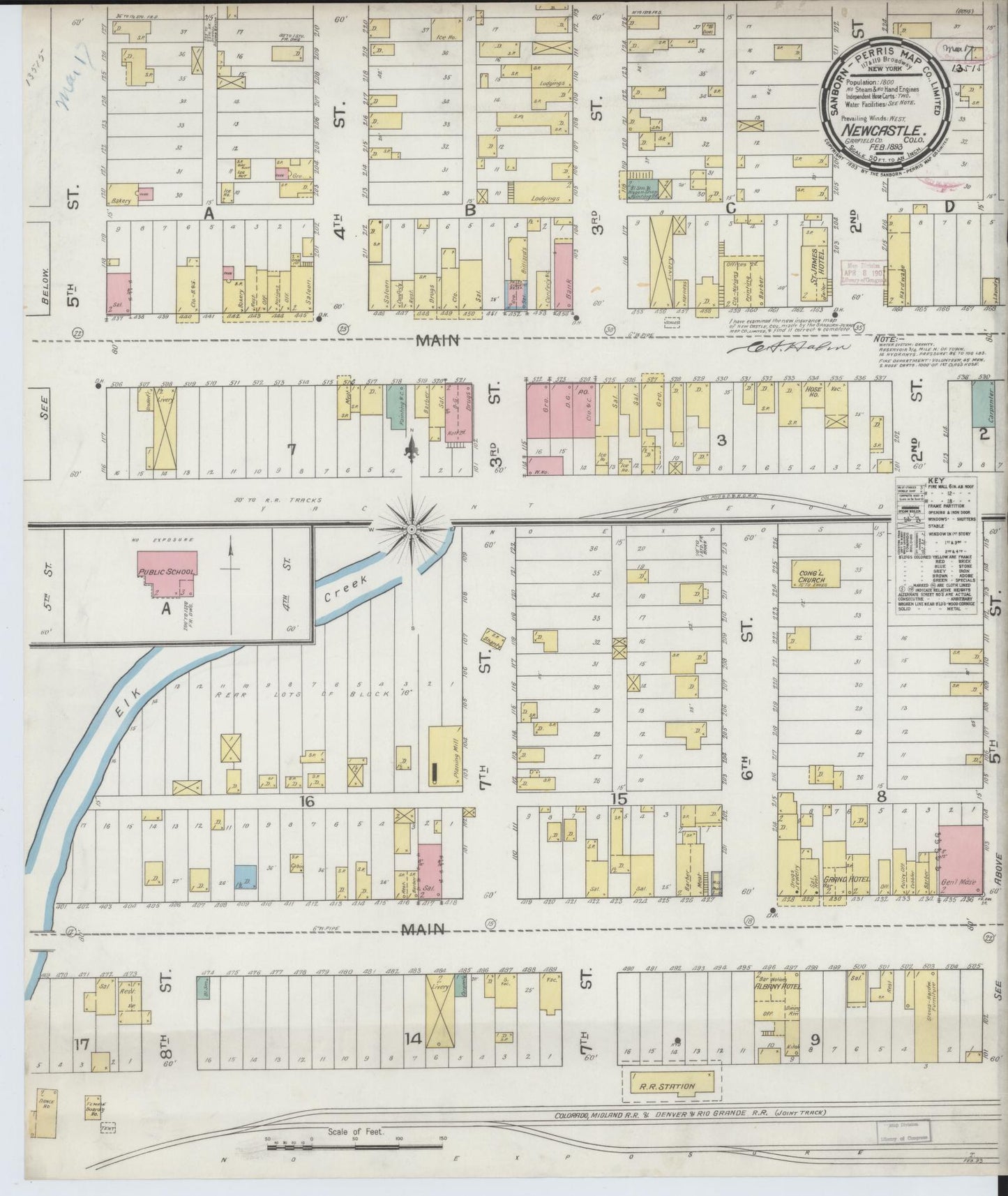 Sanborn Fire Insurance Map from New Castle, Garfield County, Colorado (1893), Sheet #0001 - Historic Sanborn Fire Insurance Map Print, vintage old map wall art, antique decor, genealogy gift, Colorado Colorado map