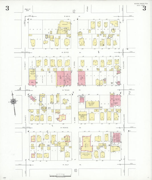 Sanborn Fire Insurance Map from Goose Creek, Harris County, Texas (1939), Sheet #0003 - Historic Sanborn Fire Insurance Map Print, vintage old map wall art, antique decor, genealogy gift, Texas Texas map