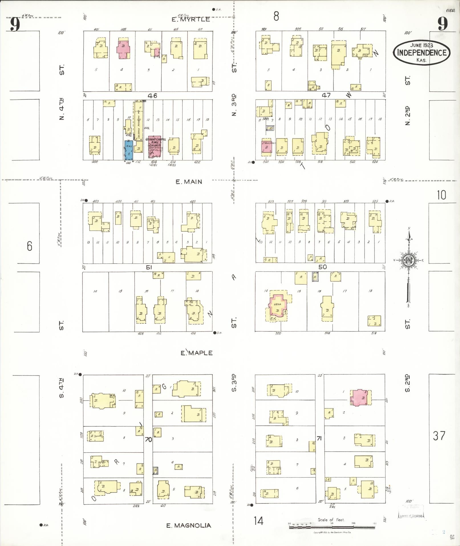 Sanborn Fire Insurance Map from Independence, Montgomery County, Kansas (1923), Sheet #0010 - Historic Sanborn Fire Insurance Map Print, vintage old map wall art, antique decor, genealogy gift, Kansas Kansas map