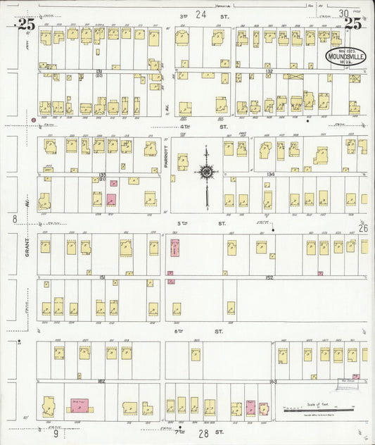 Sanborn Fire Insurance Map from Moundsville, Marshall County, West Virginia (1923), Sheet #0025 - Historic Sanborn Fire Insurance Map Print, vintage old map wall art, antique decor, genealogy gift, West Virginia West Virginia map