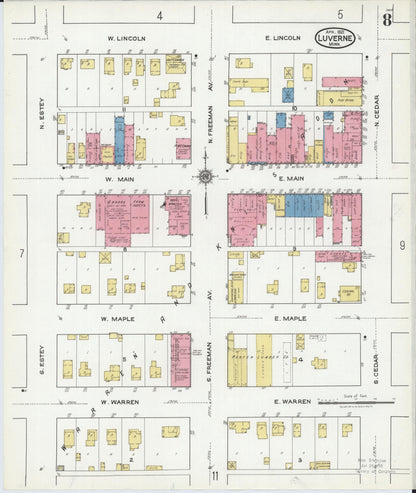 Sanborn Fire Insurance Map from Luverne, Rock County, Minnesota (1921), Sheet #0008 - Complete Map Set gallery image, historic Sanborn map, vintage wall art, Minnesota Minnesota