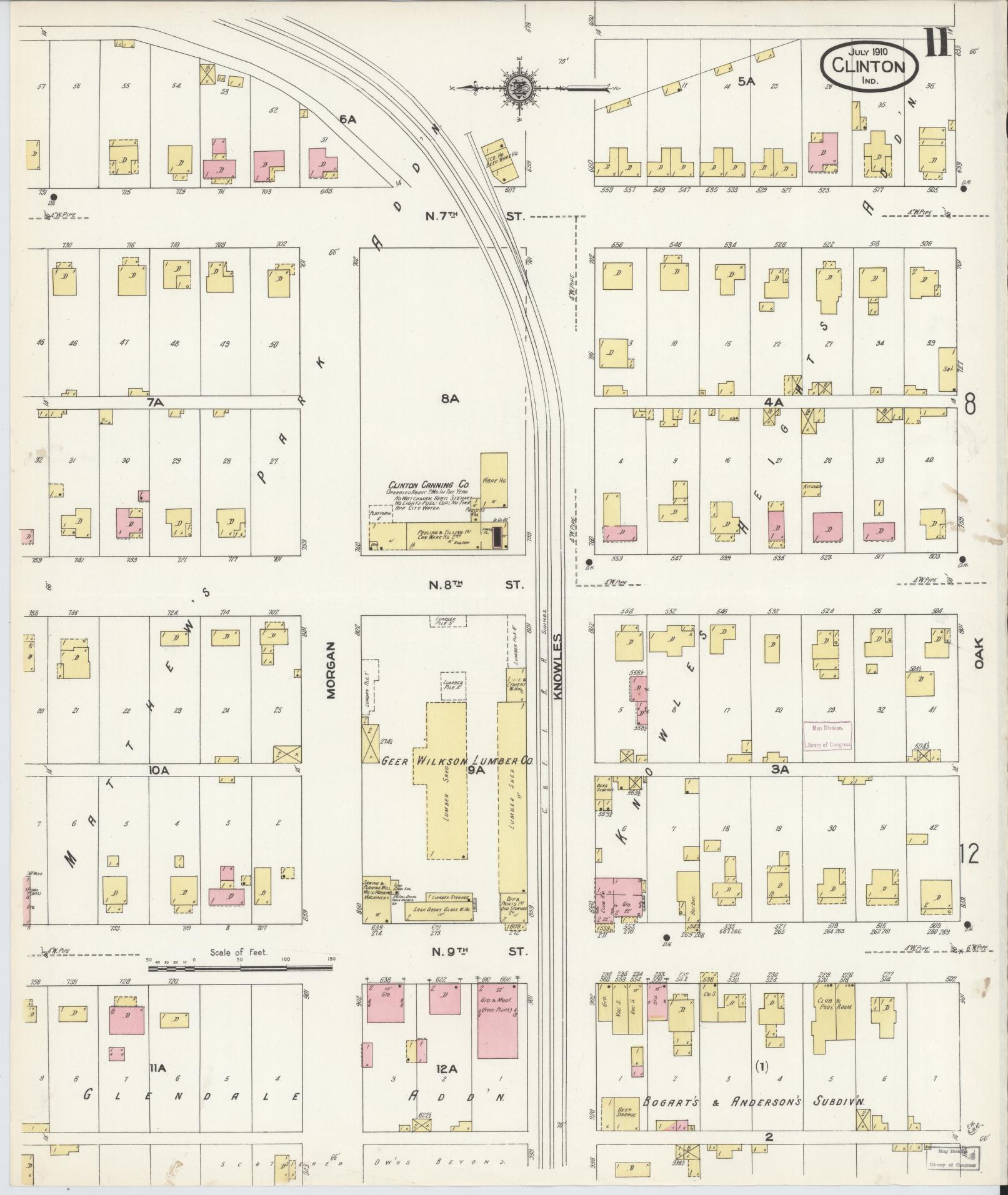 Sanborn Fire Insurance Map from Clinton, Vermillion County, Indiana (1910), Sheet #0011 - Complete Map Set gallery image, historic Sanborn map, vintage wall art, Indiana Indiana