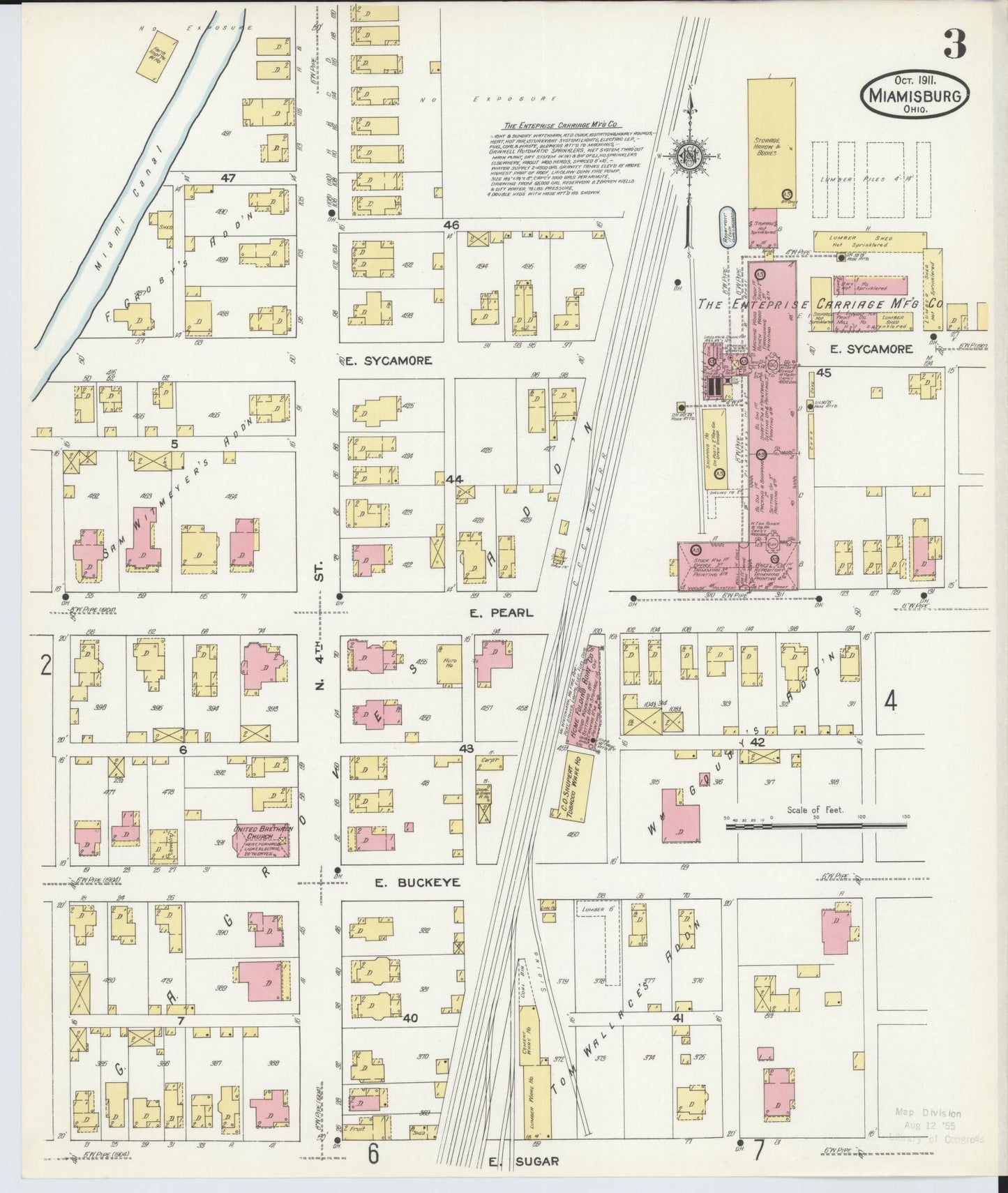 Sanborn Fire Insurance Map from Miamisburg, Montgomery County, Ohio (1911), Sheet #0003 - Historic Sanborn Fire Insurance Map Print, vintage old map wall art, antique decor, genealogy gift, Ohio Ohio map