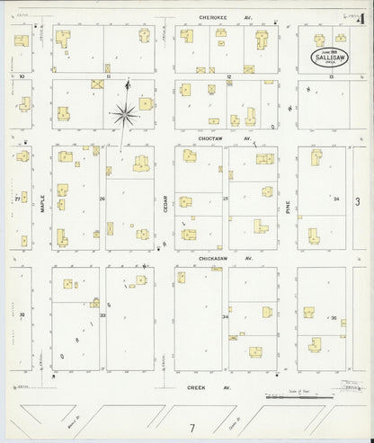 Sanborn Fire Insurance Map from Sallisaw, Sequoyah County, Oklahoma (1909), Sheet #0004 - Complete Map Set gallery image, historic Sanborn map, vintage wall art, Oklahoma Oklahoma