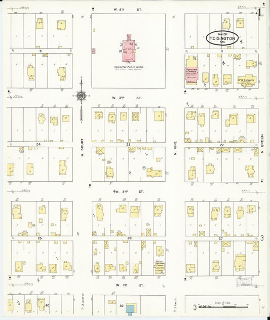 Sanborn Fire Insurance Map from Hoisington, Barton County, Kansas (1911), Sheet #0004 - Historic Sanborn Fire Insurance Map Print, vintage old map wall art, antique decor, genealogy gift, Kansas Kansas map