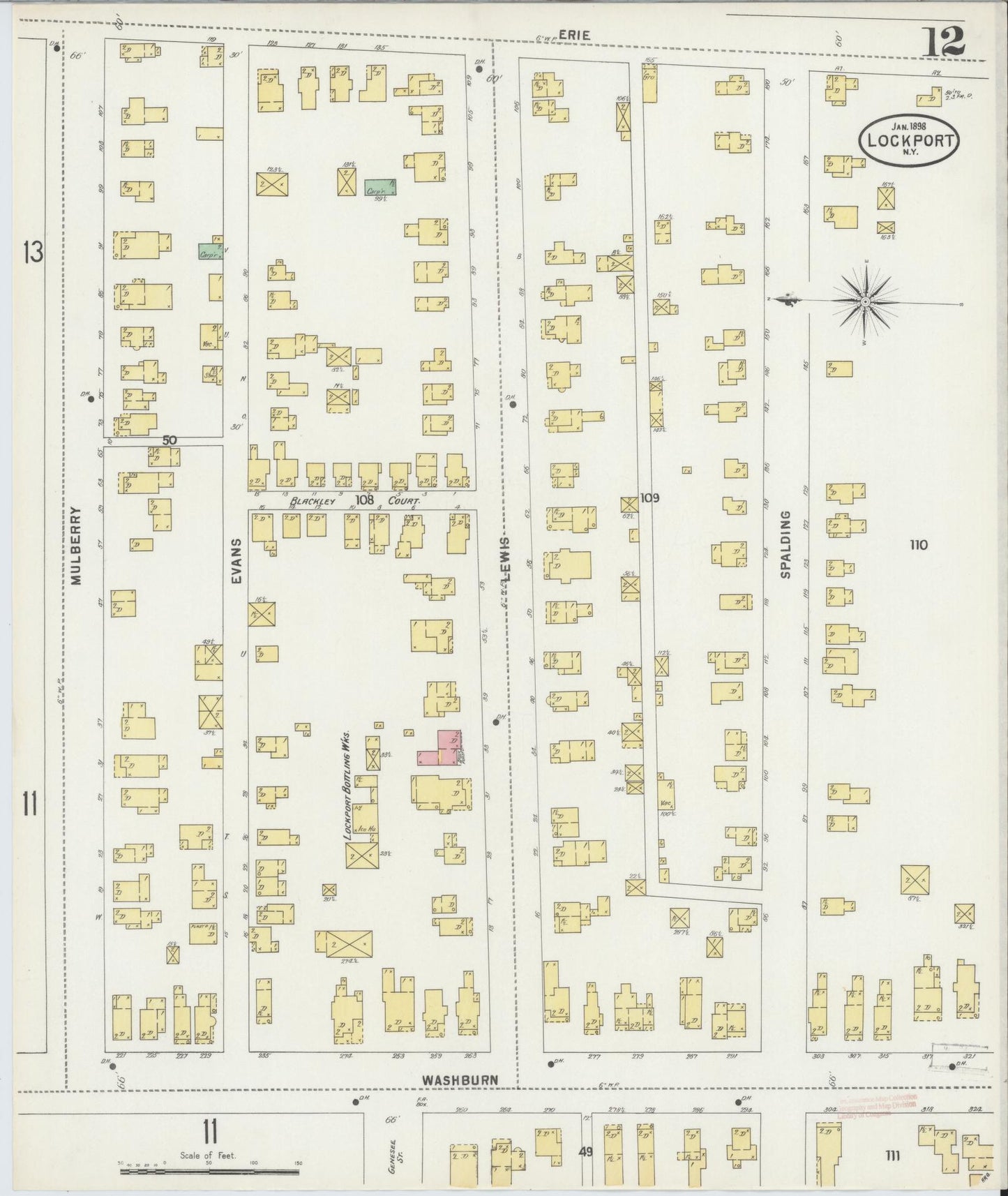 Sanborn Fire Insurance Map from Lockport, Niagara County, New York (1898), Sheet #0012 - Complete Map Set gallery image, historic Sanborn map, vintage wall art, New York New York