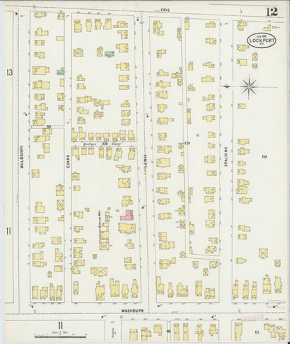 Sanborn Fire Insurance Map from Lockport, Niagara County, New York (1898), Sheet #0012 - Complete Map Set gallery image, historic Sanborn map, vintage wall art, New York New York