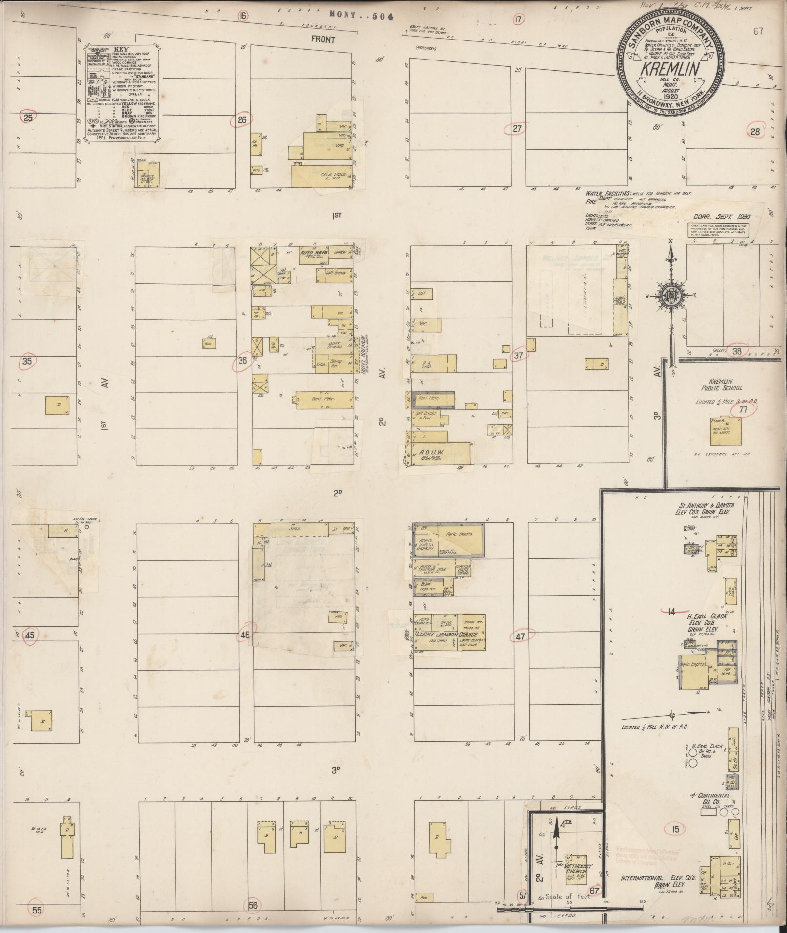 Sanborn Fire Insurance Map from Kremlin, Hill County, Montana. (1930) – Historic Sanborn Fire Insurance Map Print