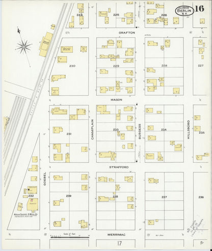 Sanborn Fire Insurance Map from Berlin, Coos County, New Hampshire (1909), Sheet #0016 - Complete Map Set gallery image, historic Sanborn map, vintage wall art, New Hampshire New Hampshire