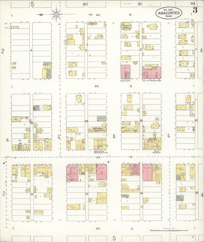 Sanborn Fire Insurance Map from Anacortes, Skagit County, Washington (1905), Sheet #0003 - Complete Map Set gallery image, historic Sanborn map, vintage wall art, Washington Washington