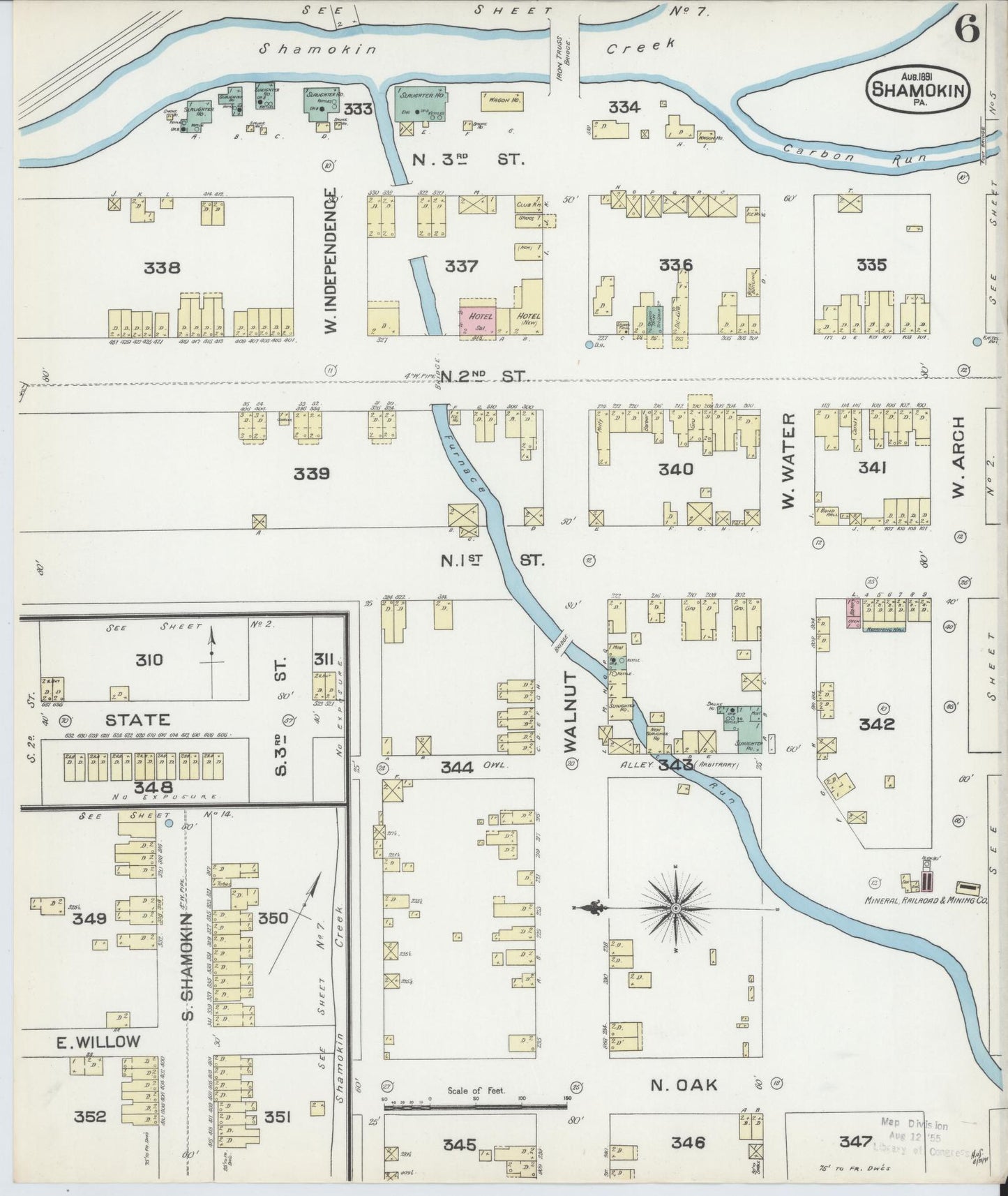 Sanborn Fire Insurance Map from Shamokin, Northumberland County, Pennsylvania (1891), Sheet #0006 - Complete Map Set gallery image, historic Sanborn map, vintage wall art, Pennsylvania Pennsylvania