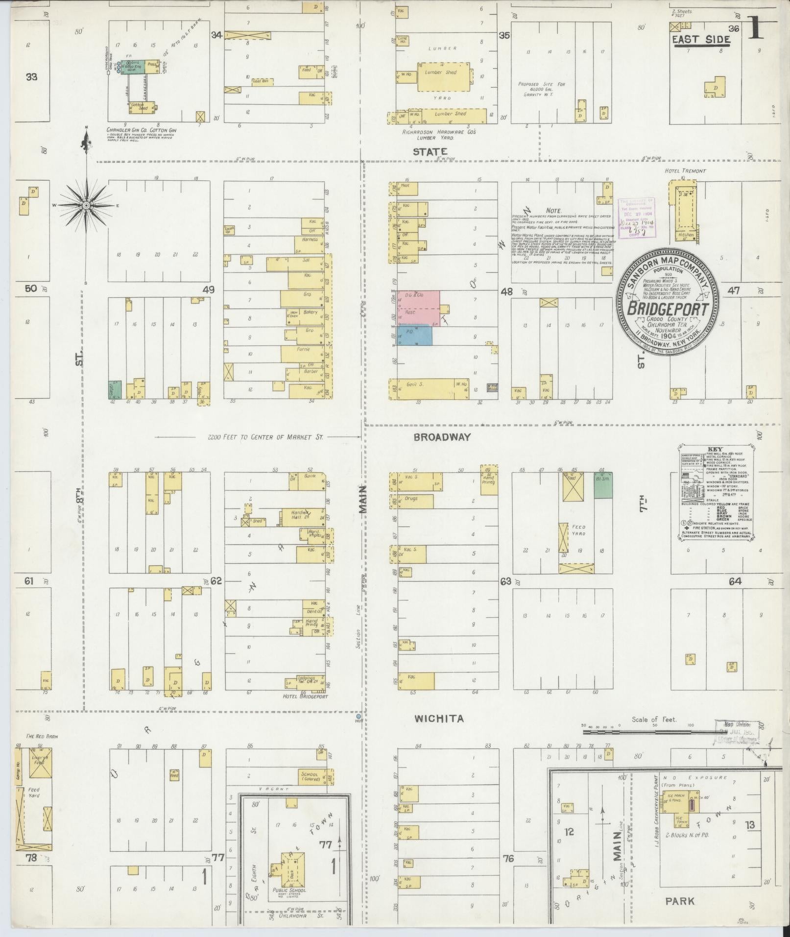 Sanborn Fire Insurance Map from Bridgeport, Caddo County, Oklahoma (1904), Sheet #0001 - Historic Sanborn Fire Insurance Map Print, vintage old map wall art, antique decor, genealogy gift, Oklahoma Oklahoma map