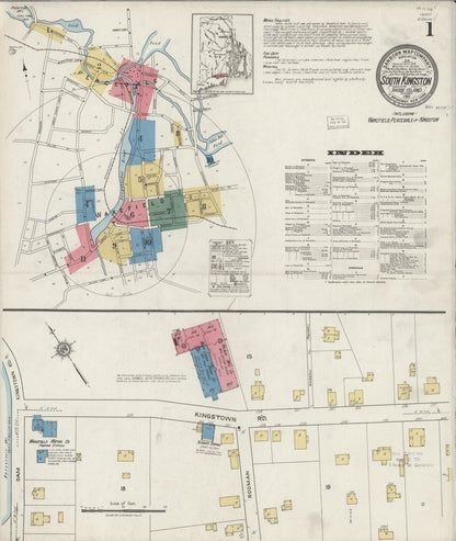 Sanborn Fire Insurance Map from South Kingstown, Washington County, Rhode Island (1921), Sheet #0001 - Complete Map Set gallery image, historic Sanborn map, vintage wall art, Rhode Island Rhode Island