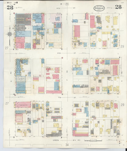 Sanborn Fire Insurance Map from Douglas, Cochise County, Arizona (1947), Sheet #0028 - Complete Map Set gallery image, historic Sanborn map, vintage wall art, Arizona Arizona