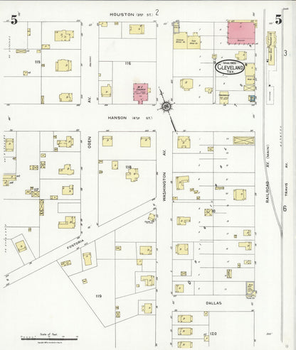 Sanborn Fire Insurance Map from Cleveland, Liberty County, Texas (1926), Sheet #0005 - Historic Sanborn Fire Insurance Map Print, vintage old map wall art, antique decor, genealogy gift, Texas Texas map