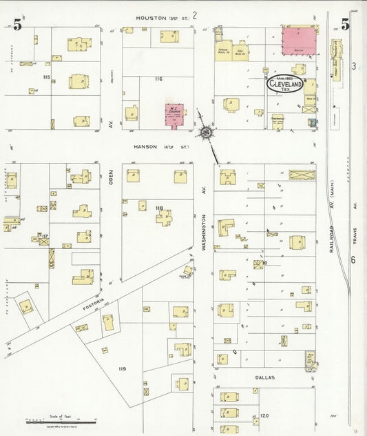 Sanborn Fire Insurance Map from Cleveland, Liberty County, Texas (1926), Sheet #0005 - Historic Sanborn Fire Insurance Map Print, vintage old map wall art, antique decor, genealogy gift, Texas Texas map