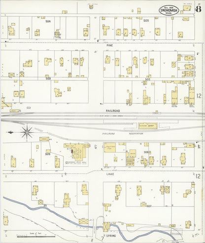 Sanborn Fire Insurance Map from Snohomish, Snohomish County, Washington (1908), Sheet #0008 - Complete Map Set gallery image, historic Sanborn map, vintage wall art, Washington Washington