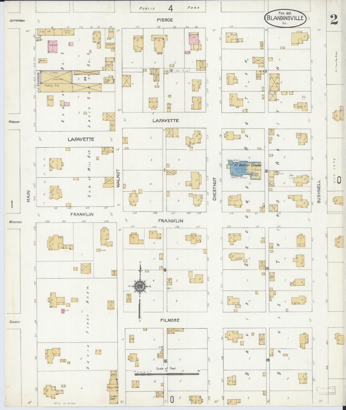 Sanborn Fire Insurance Map from Blandinsville, Mcdonough County, Illinois (1912), Sheet #0002 - Complete Map Set gallery image, historic Sanborn map, vintage wall art, Illinois Illinois