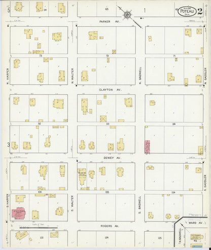 Sanborn Fire Insurance Map from Poteau, Le Flore County, Oklahoma (1916), Sheet #0002 - Complete Map Set gallery image, historic Sanborn map, vintage wall art, Oklahoma Oklahoma