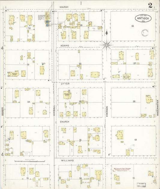 Sanborn Fire Insurance Map from Antioch, Contra Costa County, California (1900), Sheet #0002 - Historic Sanborn Fire Insurance Map Print, vintage old map wall art, antique decor, genealogy gift, California California map